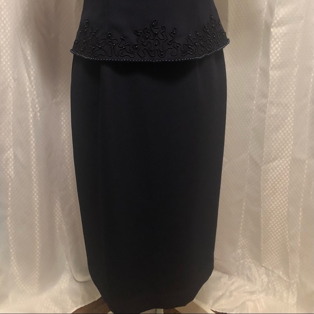 Navy blue A-line style one piece dress